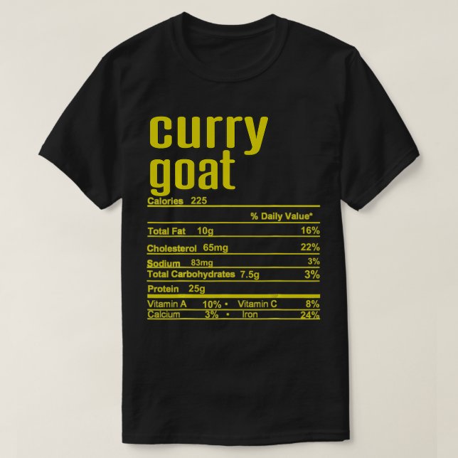 Thanksgiving Christmas Curry Goat Nutrition Fact  T Shirt (Design framsida)