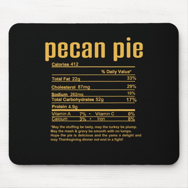 Thanksgiving Christmas Pecan Paj Nutritionsfakta Musmatta (Framsidan)