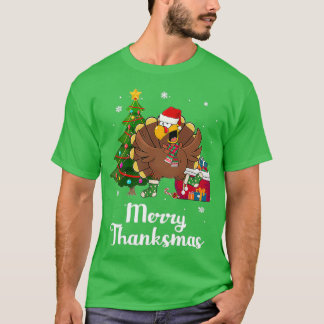Thanksgiving Christmas Turkey Merry Thanksmas T Shirt