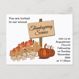 THANKSGIVING Church Service-inbjudan Helg Vykort