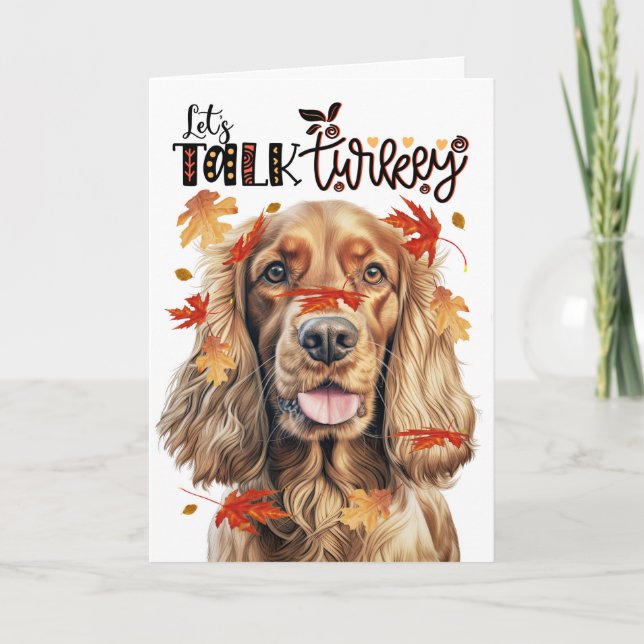Thanksgiving Cocker Spain Hund Lets Talk Turkiet Helgkort (Framsida)