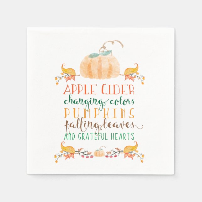 Thanksgiving Cocktail Papper Napkins Pappersservett (Framsidan)