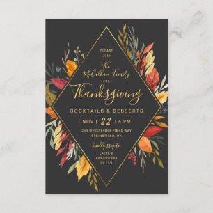 Thanksgiving Cocktail Party Watercolor Foliage Inbjudningar