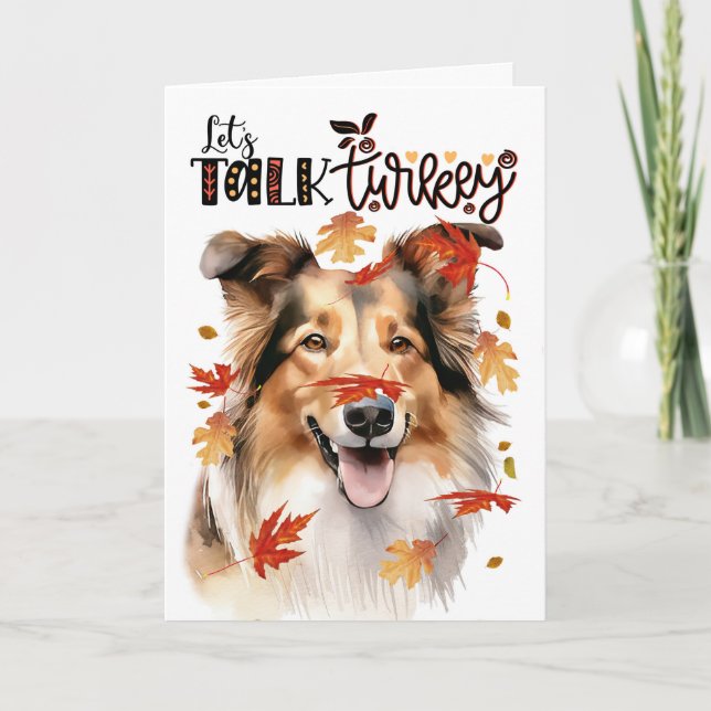 Thanksgiving Collie Hund Lets Prata Turkiet Helgkort (Framsida)
