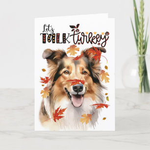 Thanksgiving Collie Hund Lets Prata Turkiet Helgkort