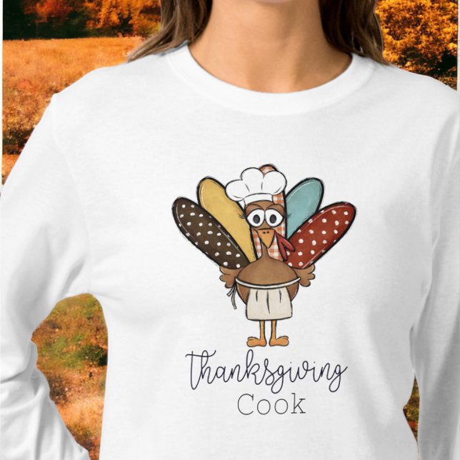 Thanksgiving Cook Turkey Apron Chef Girl Funny T Shirt (Skapare uppladdad)