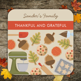 THANKSGIVING COOKIES THANKFUL OCH GRATEFUL FYRKANTIGT KLISTERMÄRKE