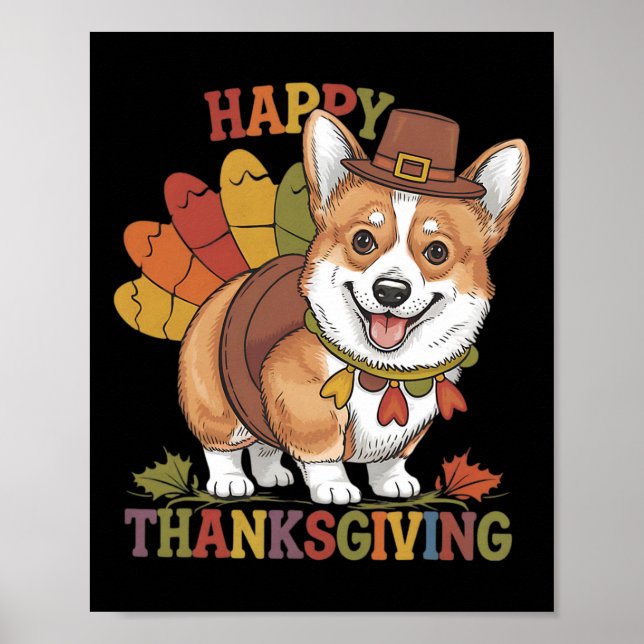 Thanksgiving Corgi Dog Turkey  Poster (Framsidan)