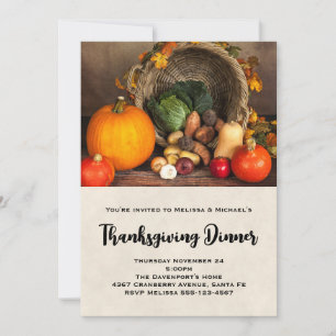 Thanksgiving Cornucopia Bountiful Harvest Dinner Inbjudningar