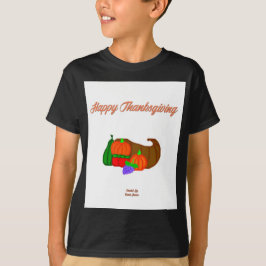 Thanksgiving Cornucopia Boys Black Basic T Shirt
