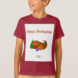 Thanksgiving Cornucopia Boys Maroon Basic T Shirt