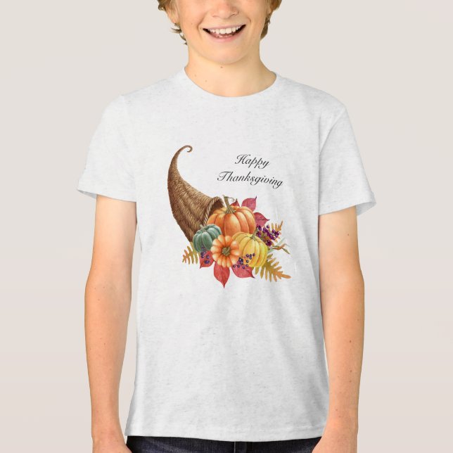 Thanksgiving Cornucopia Boys T-Shirt (Framsida)