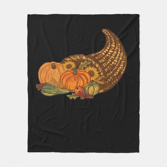 Thanksgiving Cornucopia Classic T-Shirt Fleecefilt (Framsidan)