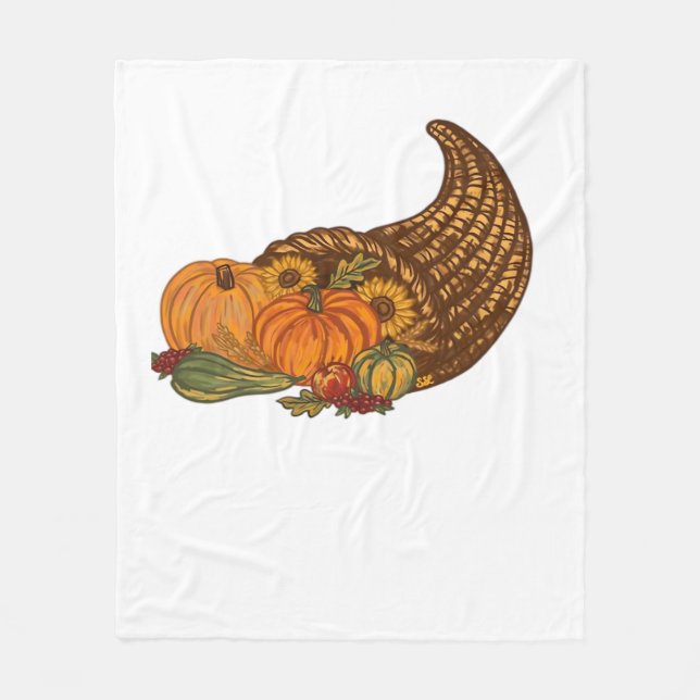 Thanksgiving Cornucopia Classic T-Shirt Fleecefilt (Framsidan)