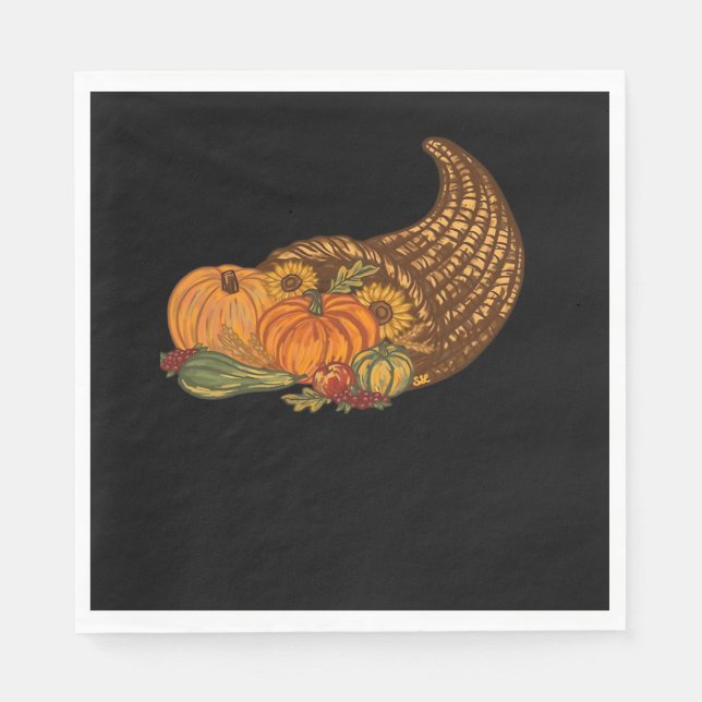Thanksgiving Cornucopia Classic T-Shirt Pappersservett (Framsidan)