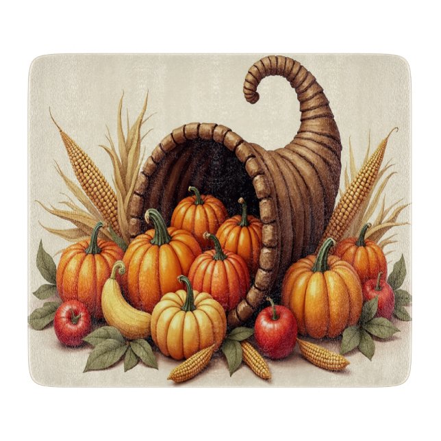 Thanksgiving Cornucopia Glass Clearboard Board (Framsidan)