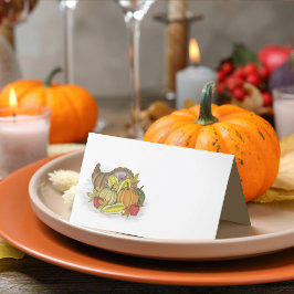 Thanksgiving Cornucopia Greenery Elegant Höst Placeringskort