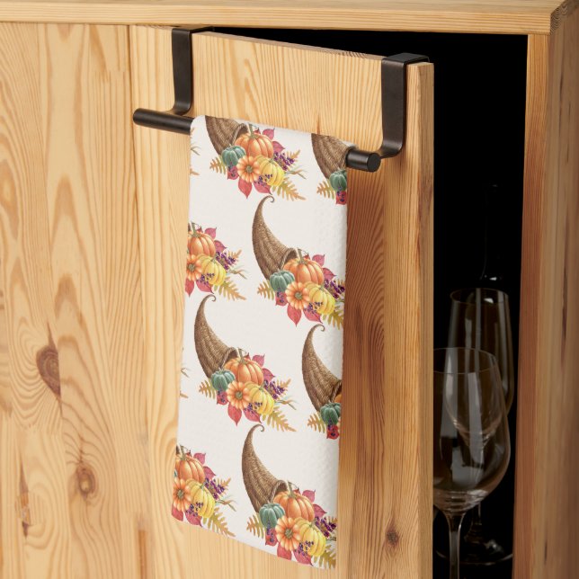 Thanksgiving Cornucopia Kitchen Towel Kökshandduk (Thirds Fold)