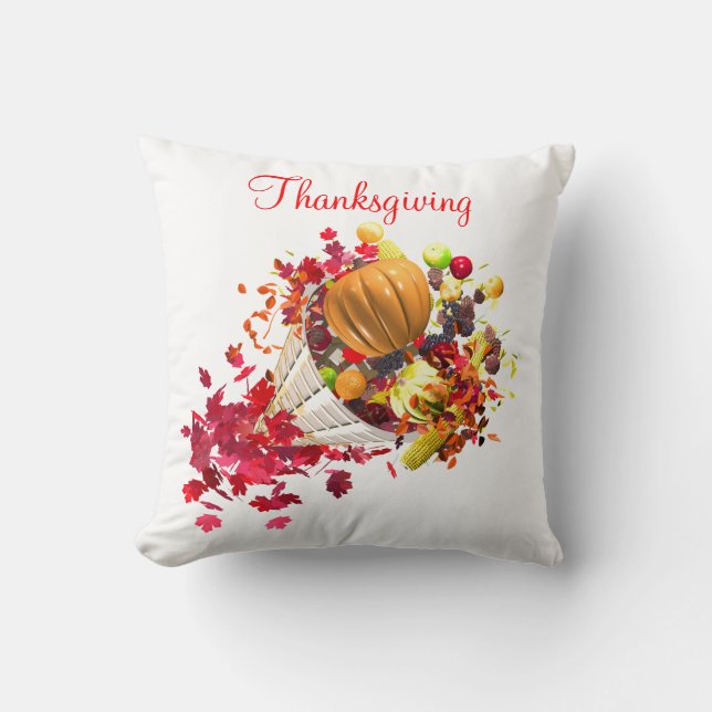 Thanksgiving Cornucopia Kudde (Framsida)