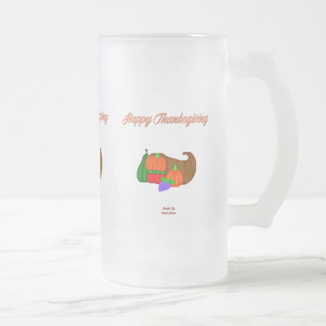 Thanksgiving Cornucopia Large Frosted Glass Mugg (Höger)