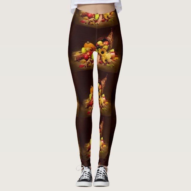Thanksgiving Cornucopia Print Leggings (Framsida)