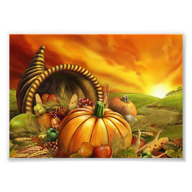 Thanksgiving cornucopia pumkin fält fototryck (Framsidan)