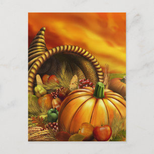Thanksgiving cornucopia pumkin fält vykort