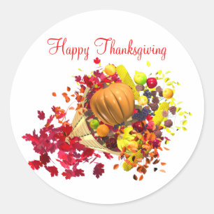 Thanksgiving Cornucopia Runt Klistermärke