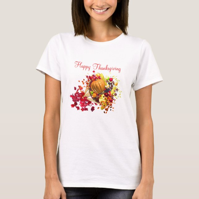 Thanksgiving Cornucopia T Shirt (Framsida)