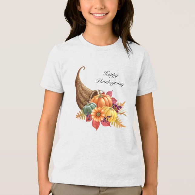 Thanksgiving Cornucopia T-Shirt Tri-Blend Shir (Framsida)