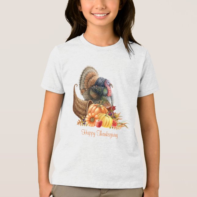Thanksgiving Cornucopia T-Shirt Tri-Blend Shir (Framsida)