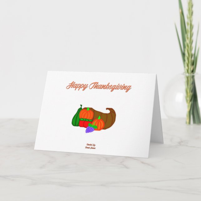 Thanksgiving Cornucopia Vågrät Greeting Card Kort (Framsida)