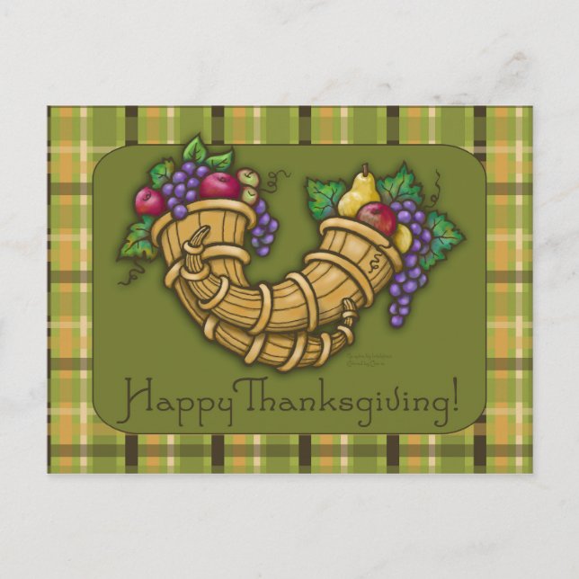 Thanksgiving Cornucopia vycard Helg Vykort (Framsida)