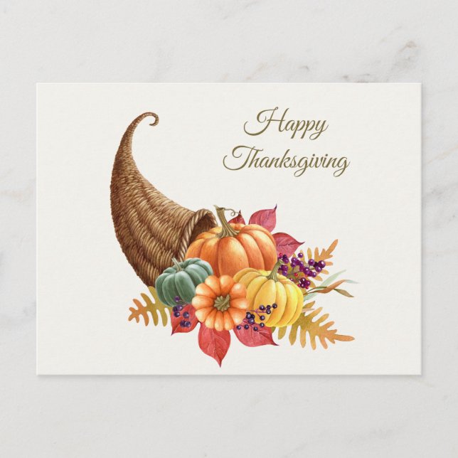 Thanksgiving Cornucopia vycard Vykort (Framsida)
