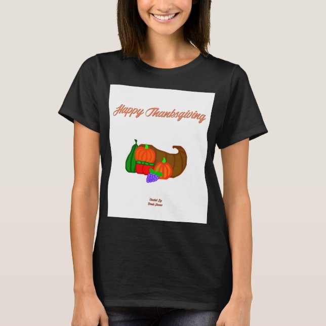 Thanksgiving Cornucopia Women's Black T Shirt (Framsida)