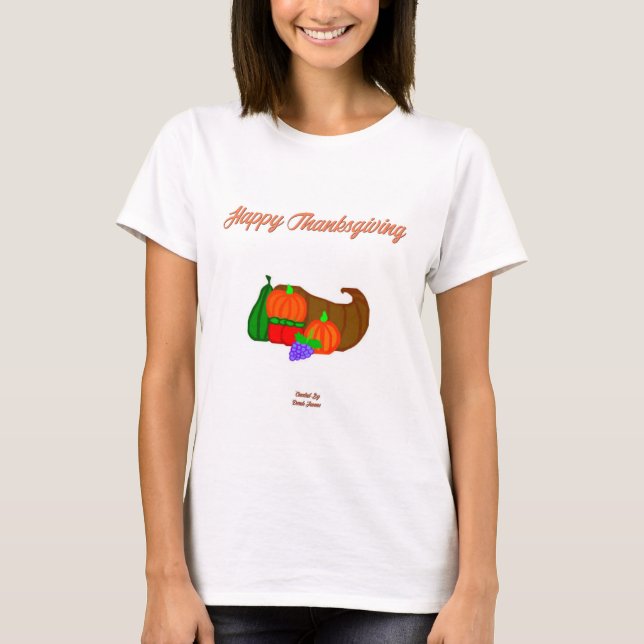 Thanksgiving Cornucopia Women's White T Shirt (Framsida)
