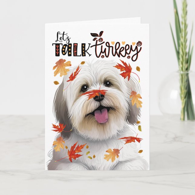 Thanksgiving Coton de Tulear Hund Lets Tala med Tu Helgkort (Framsida)