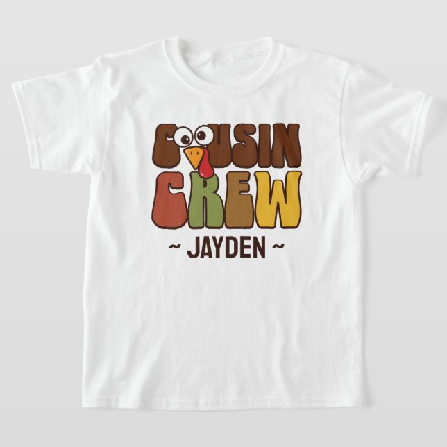 Thanksgiving Cousin Crew Personalized Kids T Shirt (Laydown)