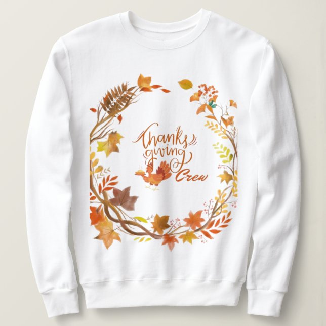 Thanksgiving Crew Sweatshirt T Shirt (Design framsida)