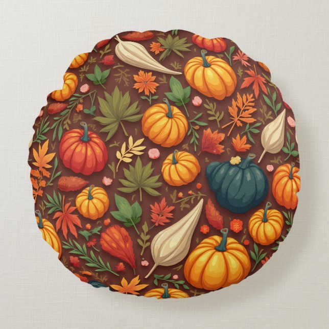 Thanksgiving Cushion Pillow Rund Kudde (Framsidan)