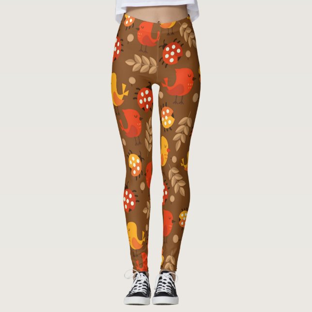 Thanksgiving Cute Autumn Fall Mönster Leggings (Framsida)