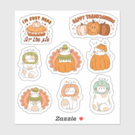 Thanksgiving Cute Kawaii Cats - klistermärken
