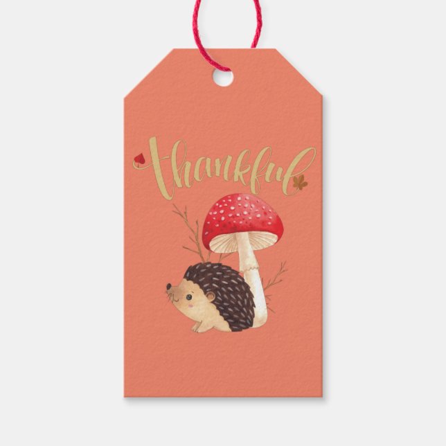Thanksgiving Cute Kawaii Hedgehog Autumn Presentetikett (Framsidan)