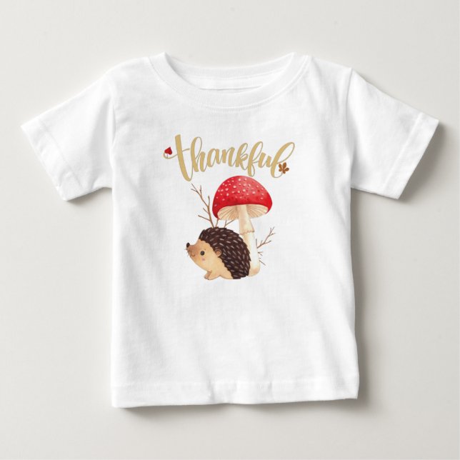 Thanksgiving Cute Kawaii Hedgehog Autumn Thankful T Shirt (Framsida)