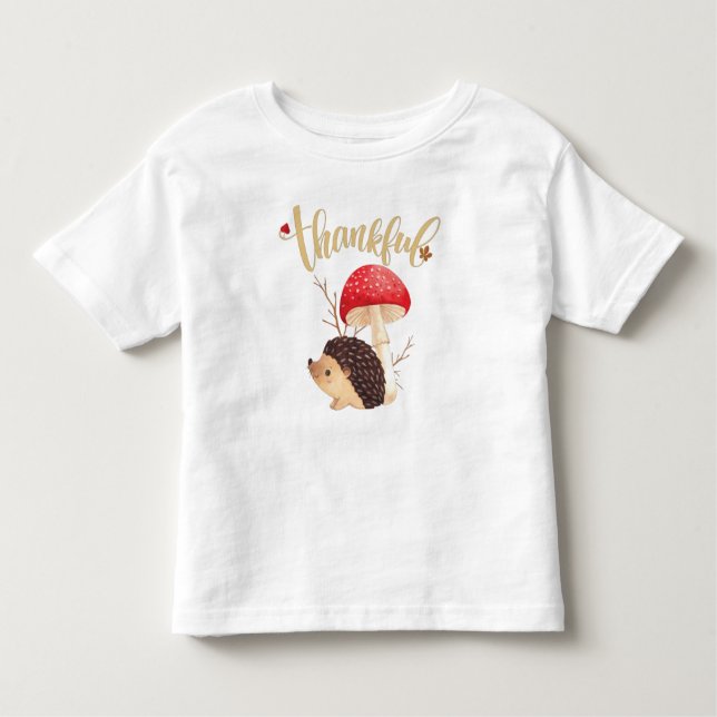 Thanksgiving Cute Kawaii Hedgehog Autumn Thankful T Shirt (Framsida)