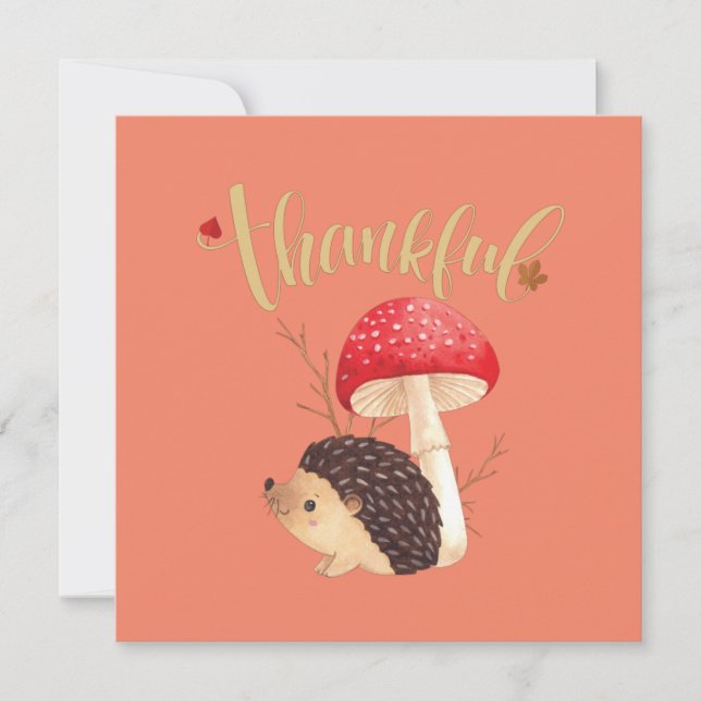 Thanksgiving Cute Kawaii Hedgehog Tack Kort (Framsida)