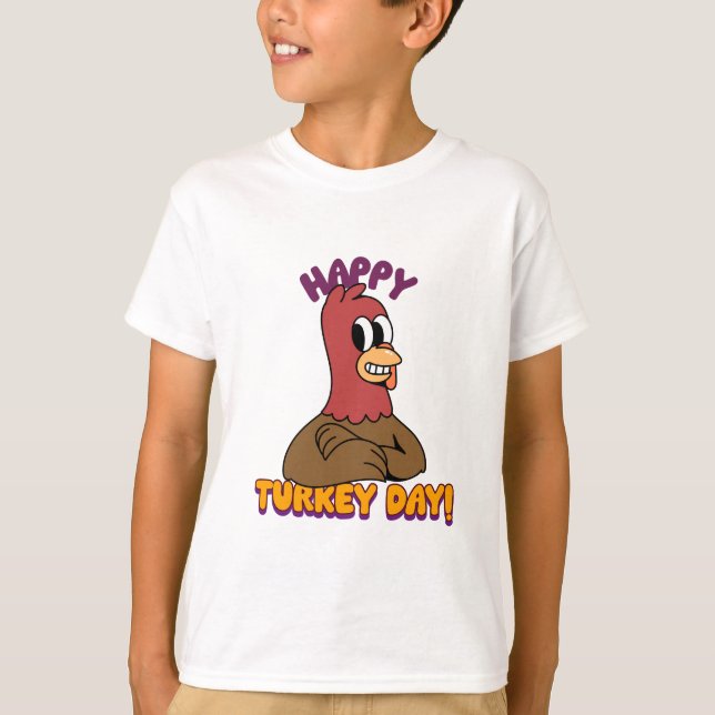 Thanksgiving Cute Lycklig Turkiet T-Shirt (Framsida)