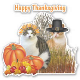 Thanksgiving Cute Pilgrim Cats Vinyl Cutout Klistermärken