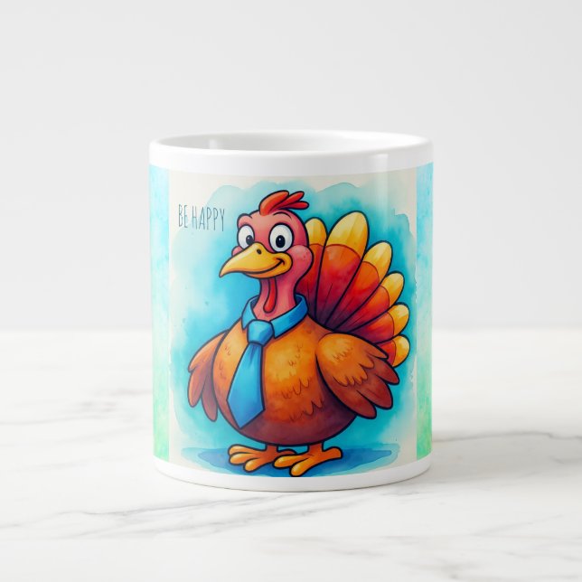 Thanksgiving, Cute Turkey, Giant Coffee Mug Jumbo Mugg (Framsidan)
