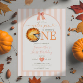 Thanksgiving Cutie Paj Orange Gingham 1:a födelsed Inbjudningar